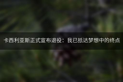 卡西利亚斯正式宣布退役：我已抵达梦想中的终点