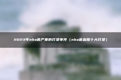 2023年nba最严重的打架事件（nba最血腥十大打架）