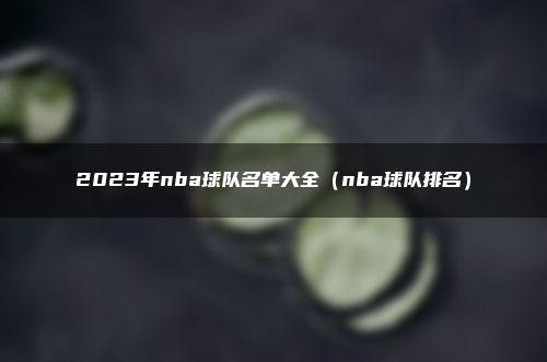 2023年nba球队名单大全（nba球队排名）