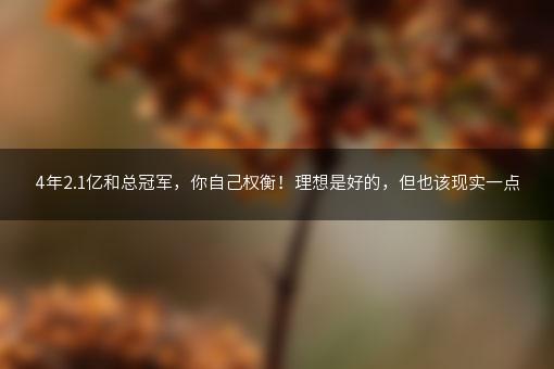 4年2.1亿和总冠军，你自己权衡！理想是好的，但也该现实一点