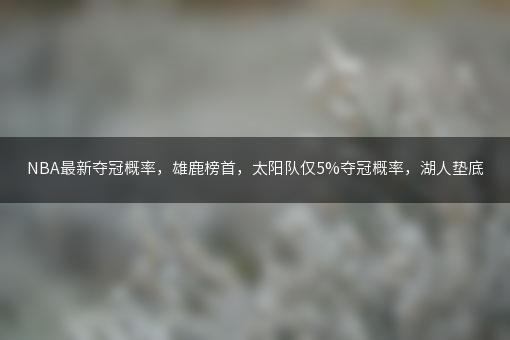 NBA最新夺冠概率，雄鹿榜首，太阳队仅5%夺冠概率，湖人垫底