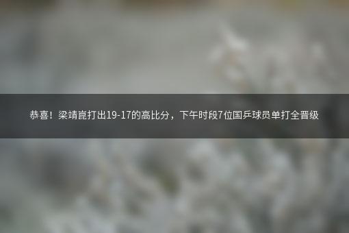 恭喜！梁靖崑打出19-17的高比分，下午时段7位国乒球员单打全晋级