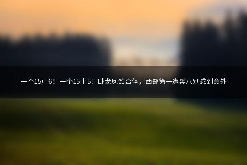 一个15中6！一个15中5！卧龙凤雏合体，西部第一遭黑八别感到意外