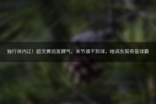 独行侠内讧！欧文赛后发脾气，末节摸不到球，暗讽东契奇是球霸