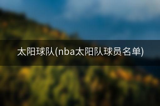 太阳球队(nba太阳队球员名单)