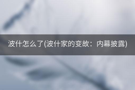 波什怎么了(波什家的变故：内幕披露)