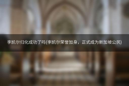 李凯尔归化成功了吗(李凯尔荣誉加身，正式成为新加坡公民)