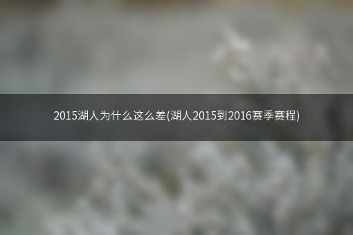 2015湖人为什么这么差(湖人2015到2016赛季赛程)