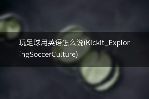 玩足球用英语怎么说(KickIt_ExploringSoccerCulture)