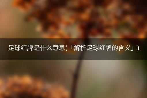 足球红牌是什么意思(「解析足球红牌的含义」)