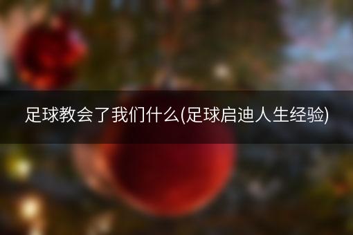 足球教会了我们什么(足球启迪人生经验)