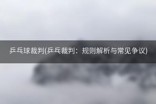 乒乓球裁判(乒乓裁判：规则解析与常见争议)